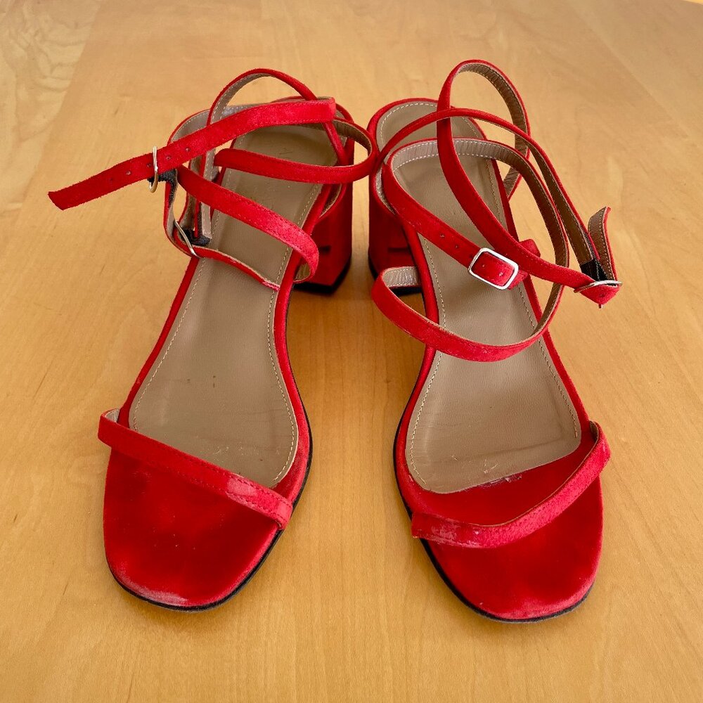 Alumnae Red Ankle Strap Sandals